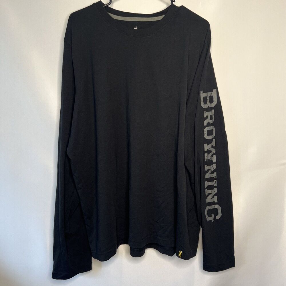 Browning T-Shirt Men's size 2XL XXL Long Sleeve Black T-SHIRT Logo On Sleeve